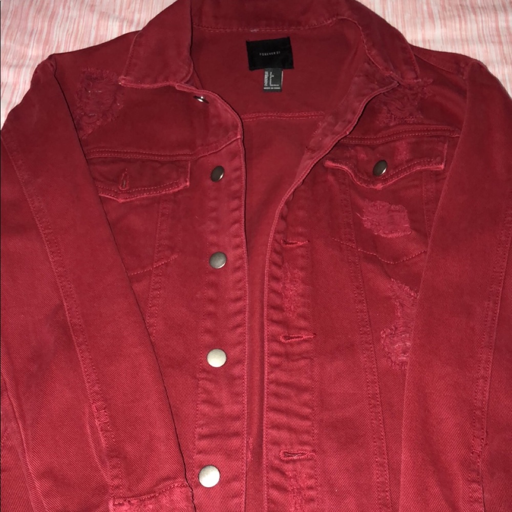 Oversized Red denim jacket